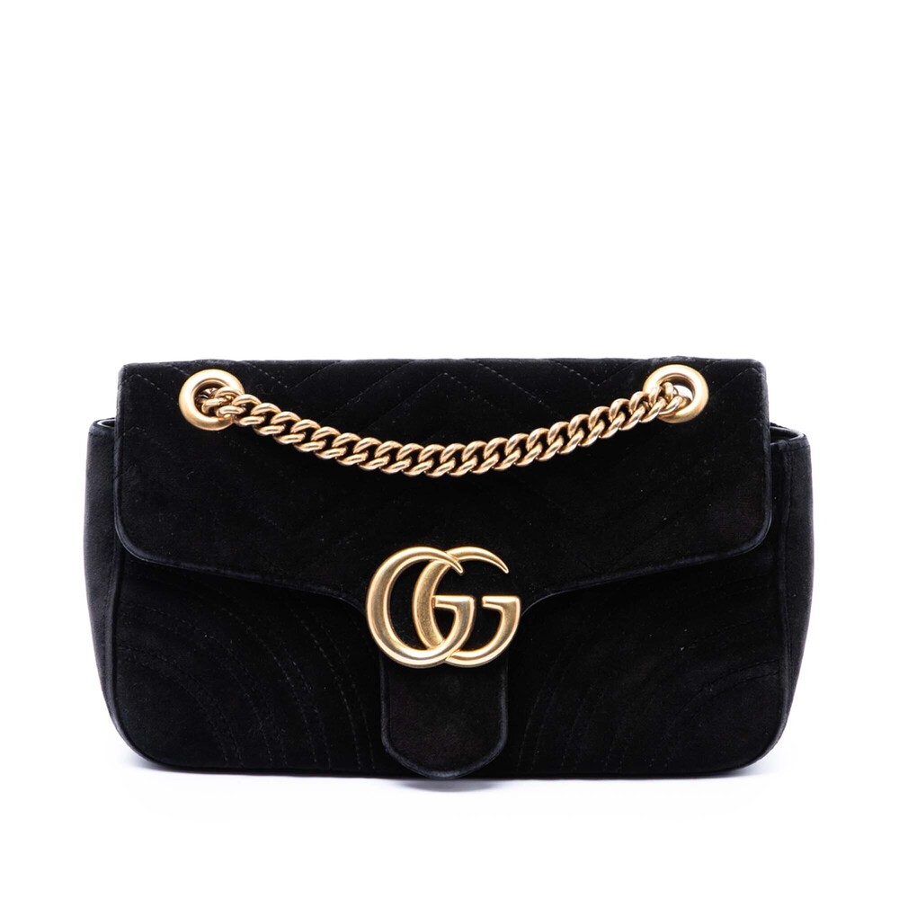 Pre-Loved Gucci Medium GG Marmont Matelasse Velvet Shoulder Bag